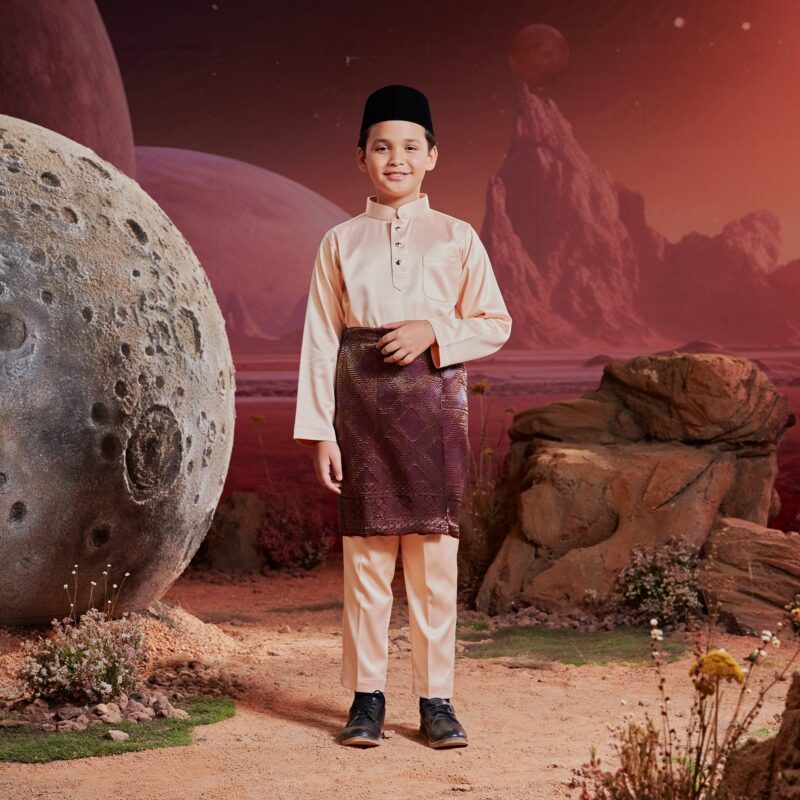 Baju Melayu Kids - Orange Peach