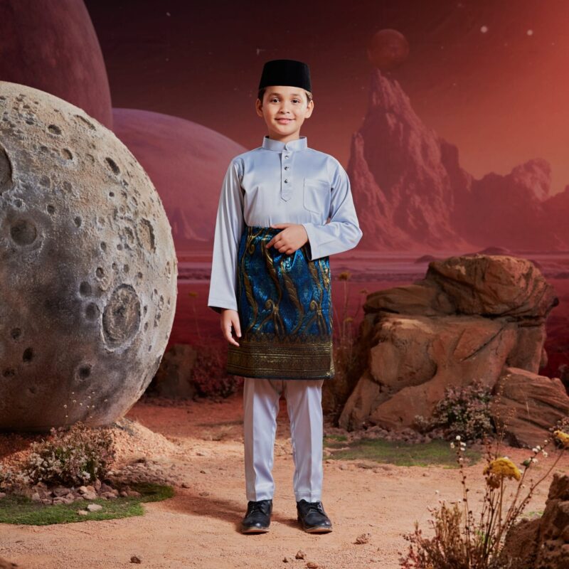 Baju Melayu Kids - Light Grey