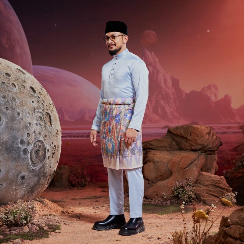 Baju Melayu Dewasa Slim Fit - Icy Blue