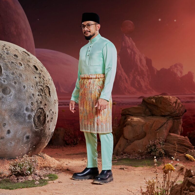 Baju Melayu Dewasa Slim Fit - Mint Green