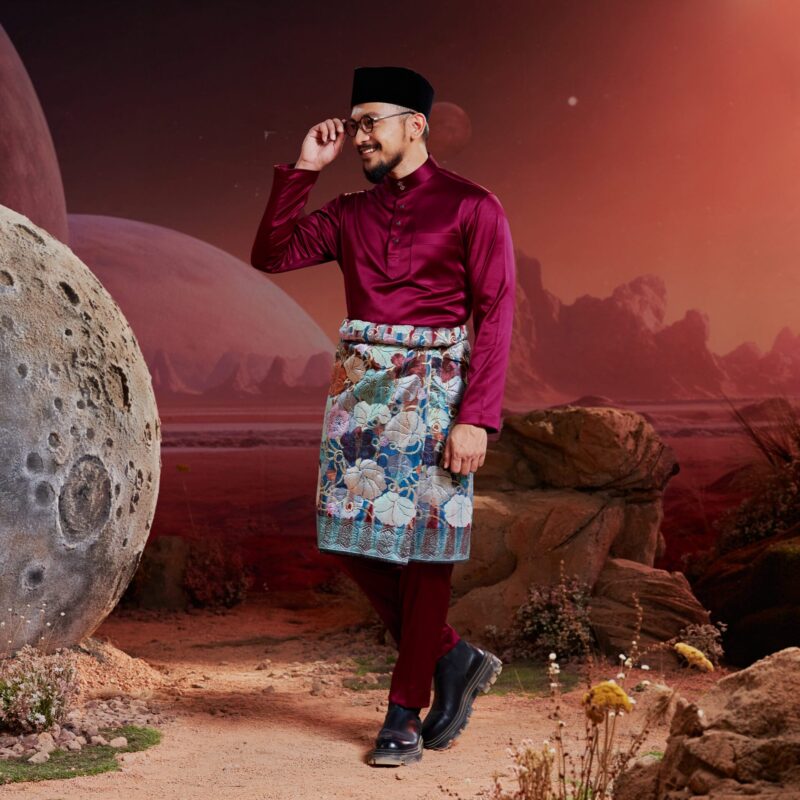 Baju Melayu Dewasa Slim Fit - Burgundy