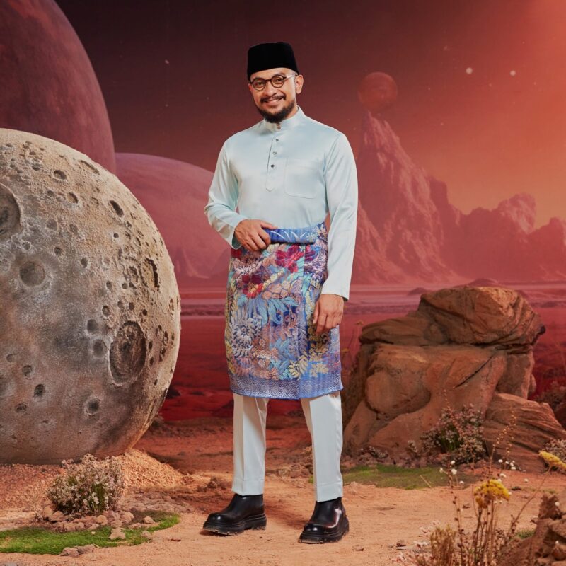 Baju Melayu Dewasa Slim Fit - Light Blue