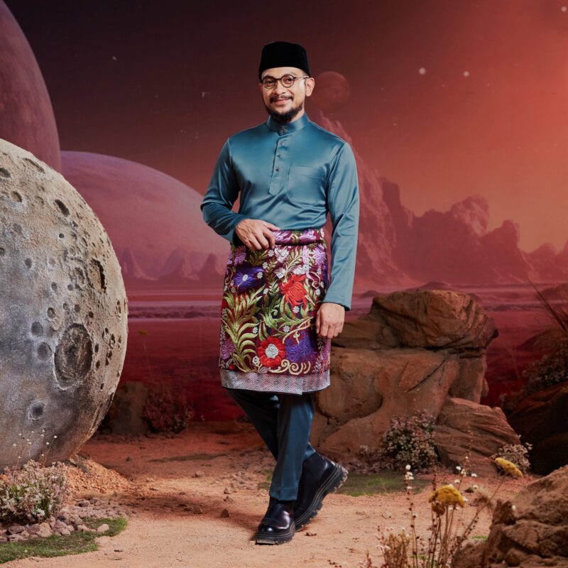 Baju Melayu Dewasa Slim Fit - Ash Blue