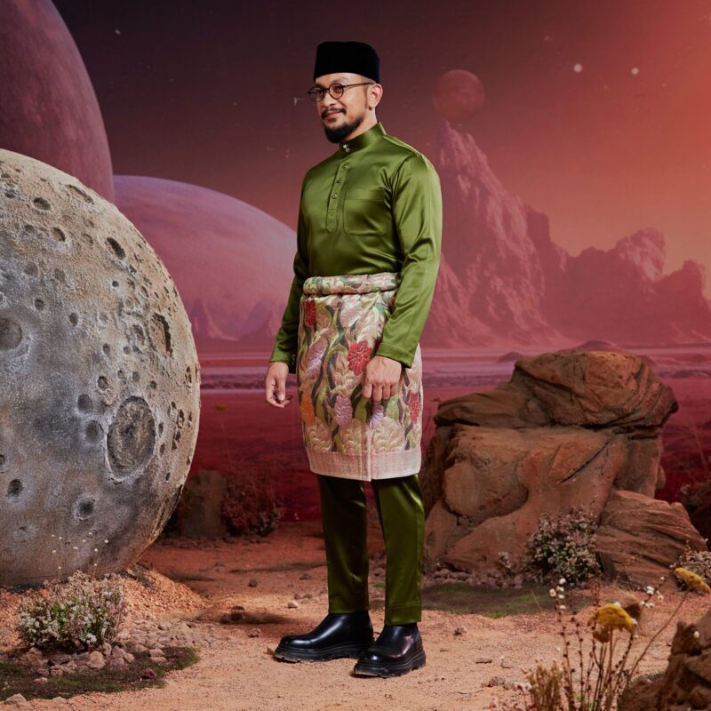 Baju Melayu Dewasa Slim Fit - Moss Green