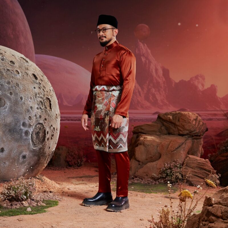 Baju Melayu Dewasa Slim Fit - Rusty Orange